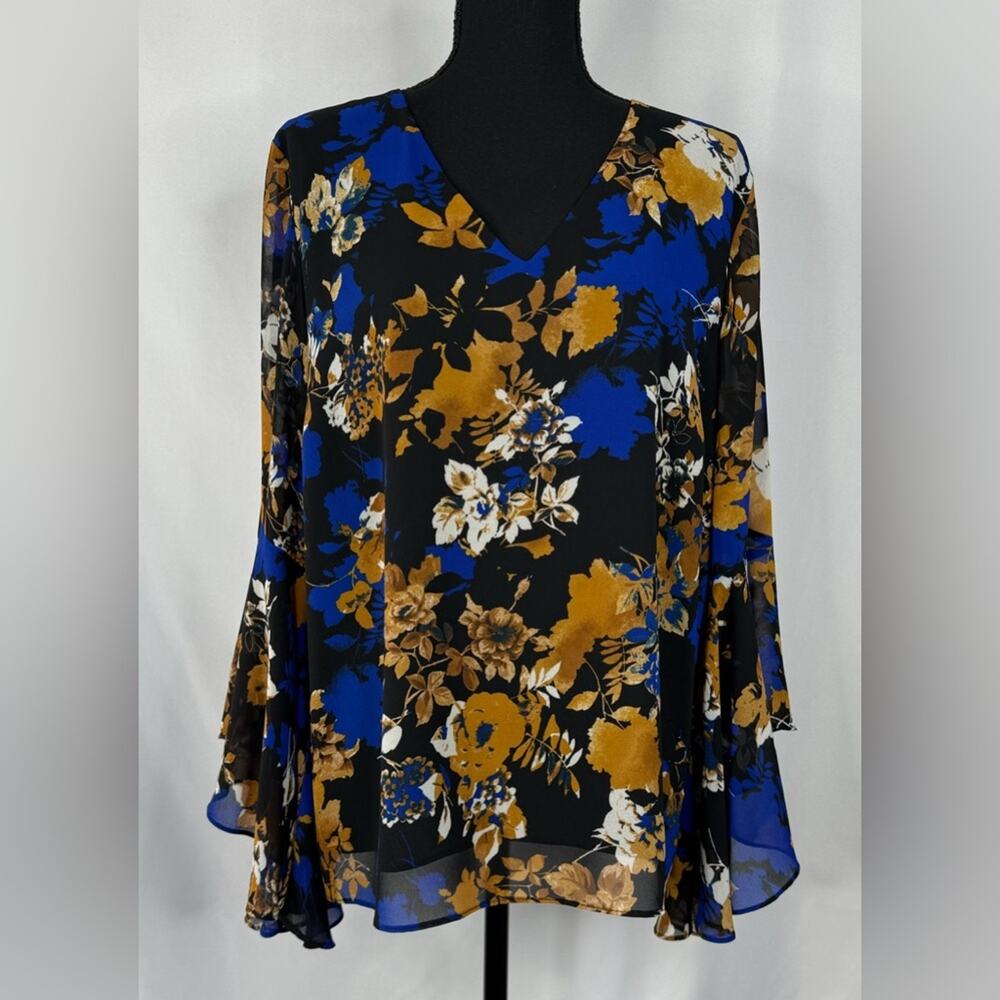 Thalia Sodi Women’s Top Size XL Floral Flowy Flirty Cutout Career Mature Brunch